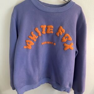 White Fox Crew Neck Sweater in Lilac